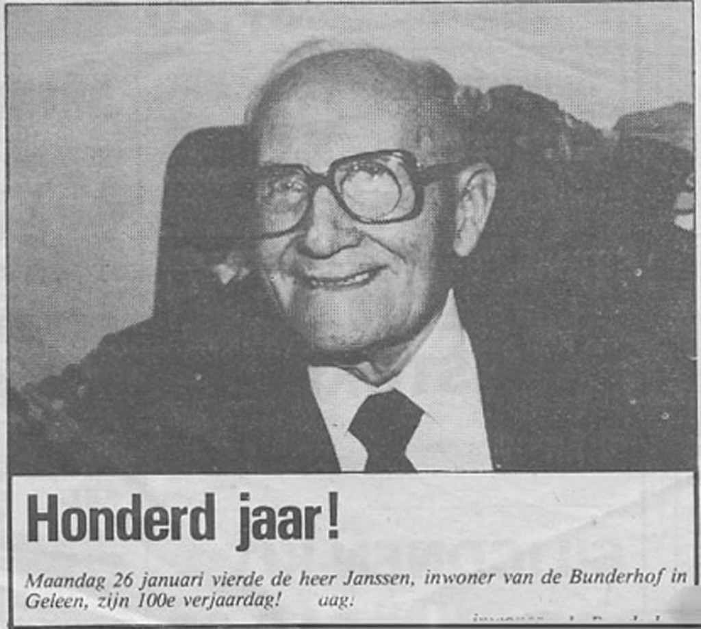 1984 - Monday 26 January Mr. Janssen, resident of the home, celebrated his 100th Birthday!